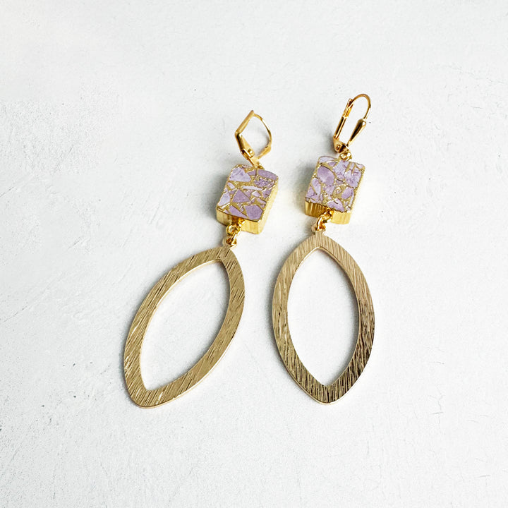 Mojave Marquise Dangle Earrings in Brushed Gold