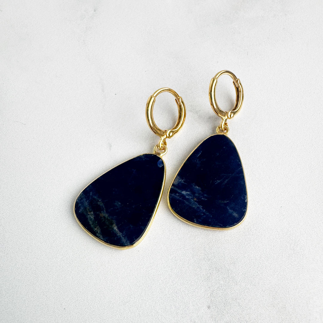 Statement Gemstone Slice Drop Earrings in Gold - Soladite