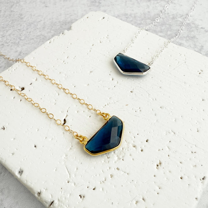 Blue Topaz Chevron Bezel Necklace