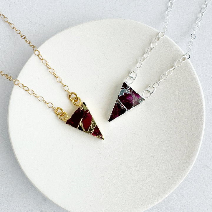 Ruby Mojave Triangle Necklace in Gold and Silver