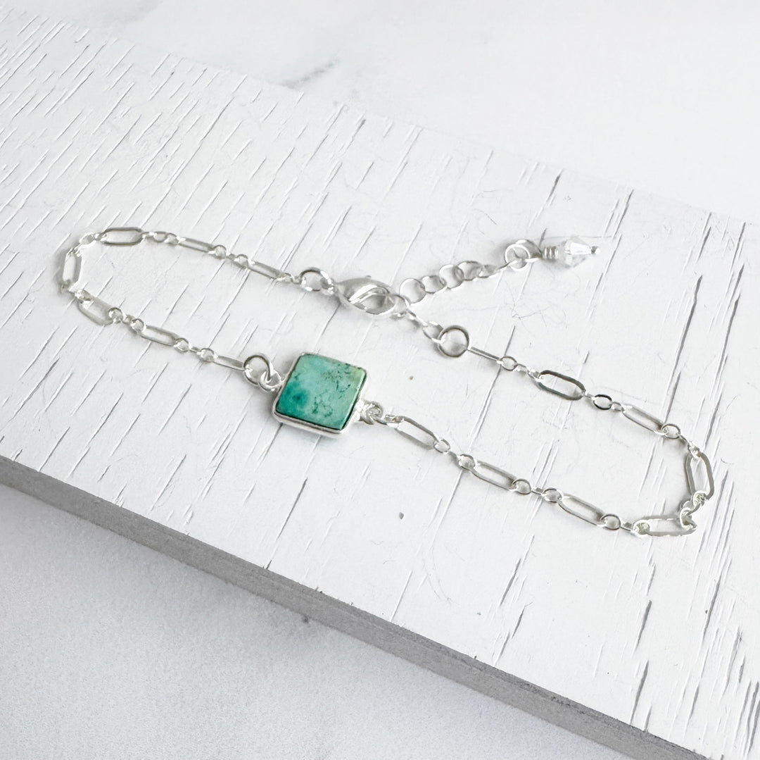 Tibetan Turquoise Chain Bracelet in Silver