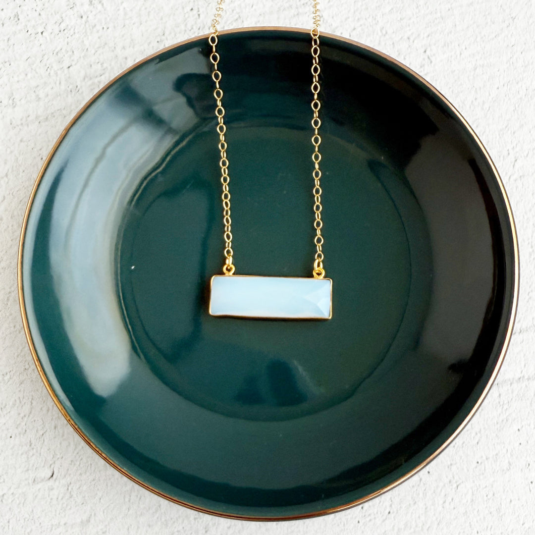 Moonstone Bar Necklace in Gold