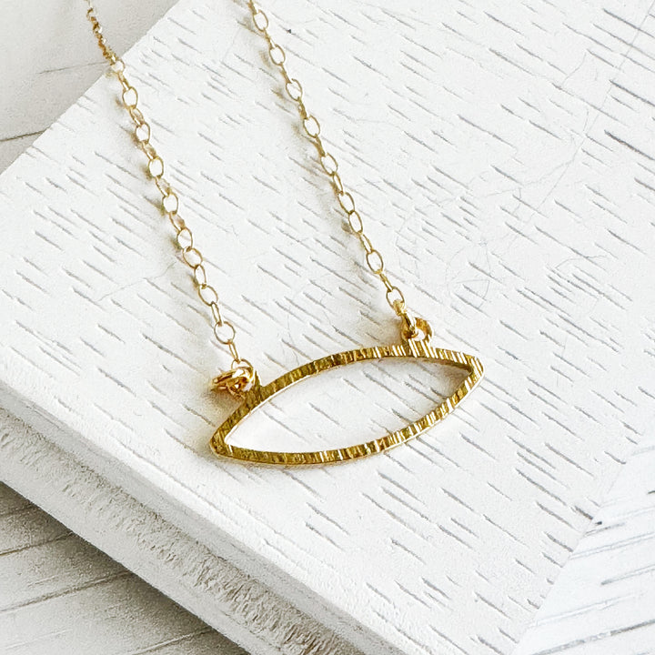 Marquise Charm Necklace in 14k Gold Filled Chain