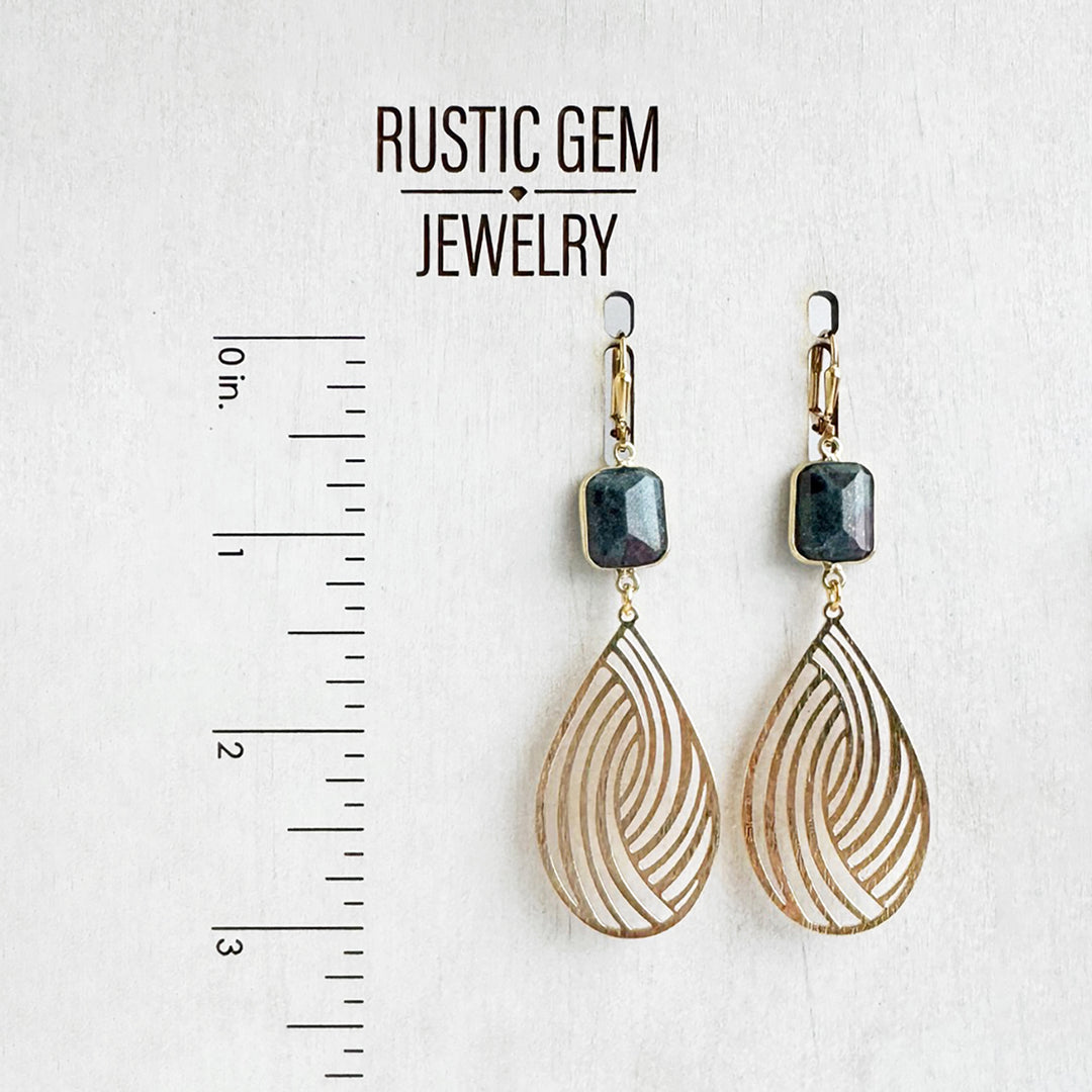 Ruby Zosite Swirl Teardrop Earrings in Brushed Gold