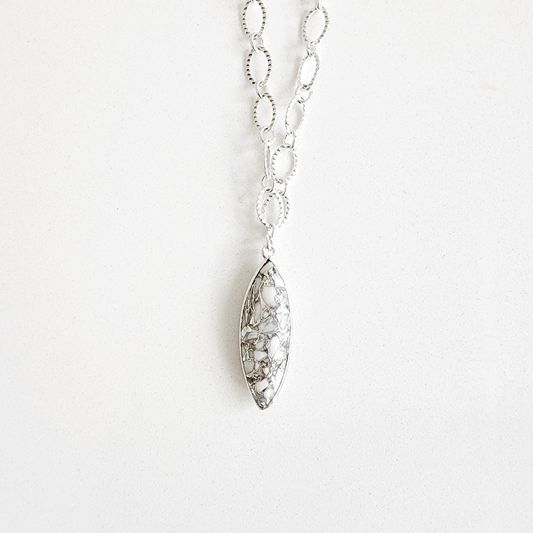 White Marquise Mojave Necklace with Chunky Chain in Gold and Silver