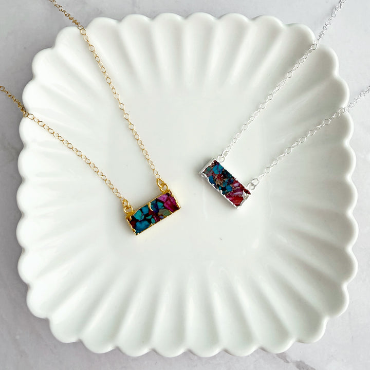 Purple Oyster Turquoise Bar Necklace