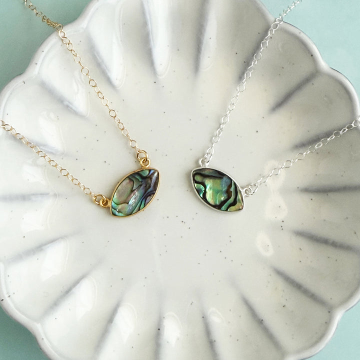 Abalone Marquise Bezel Pendant Necklace