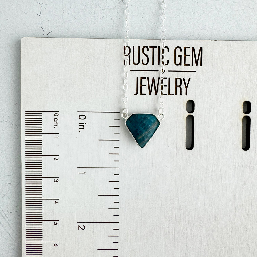 Apatite Triangle Bezel Necklace in Gold and Silver