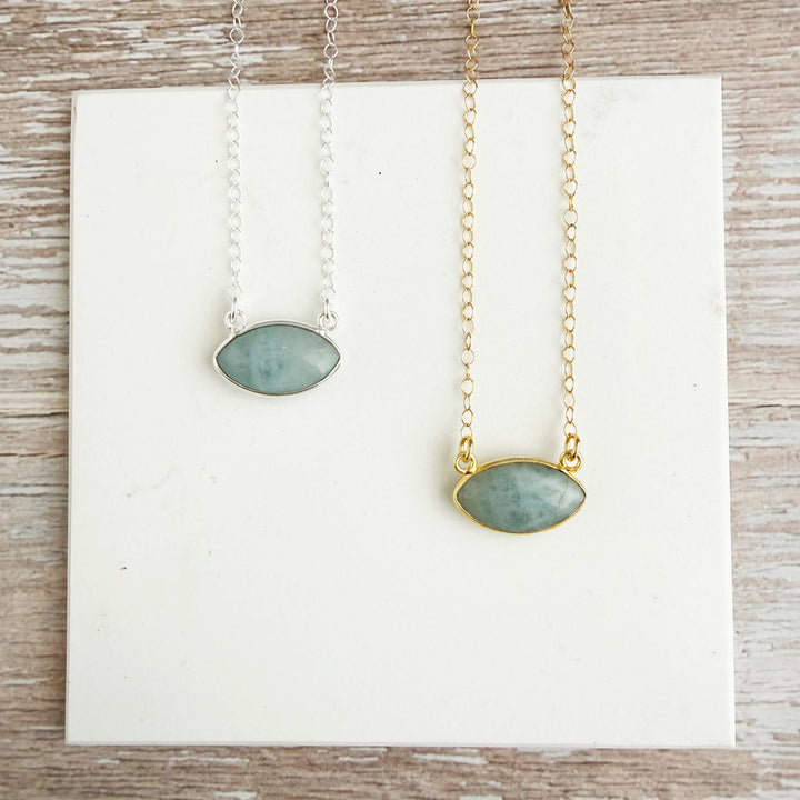 Aquamarine Marquise Bezel Pendant Necklace