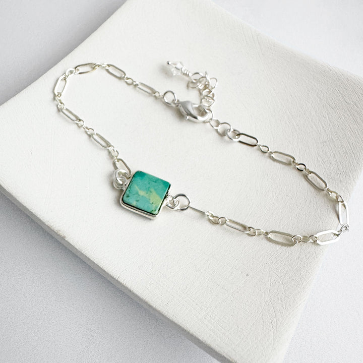 Tibetan Turquoise Chain Bracelet in Silver