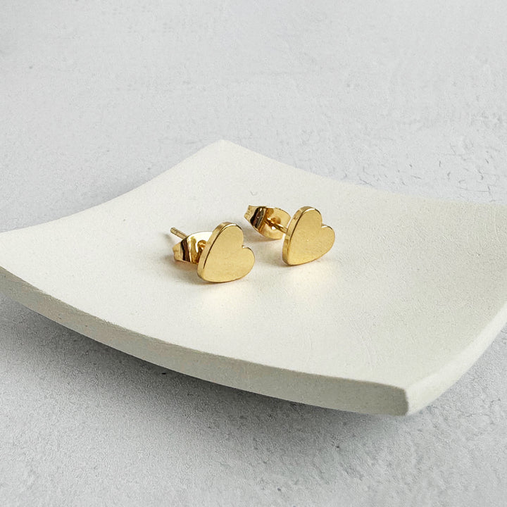 Heart Stud Earrings in 18k Gold Plating