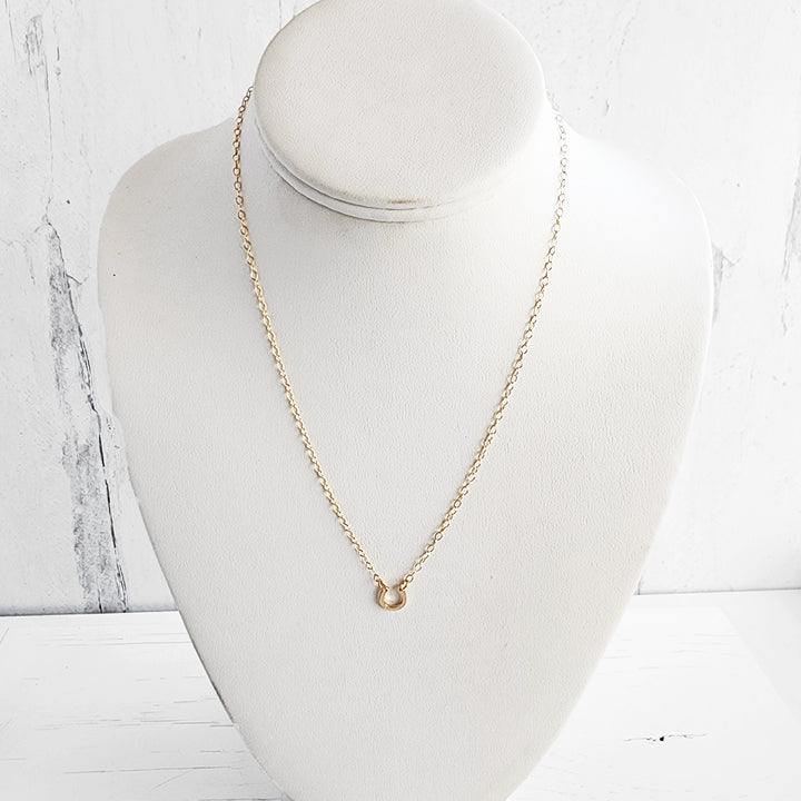 Tiny Horseshoe Charm Necklace in 14k Gold Filled
