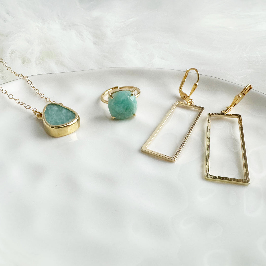 Amazonite Lovers Set in Gold