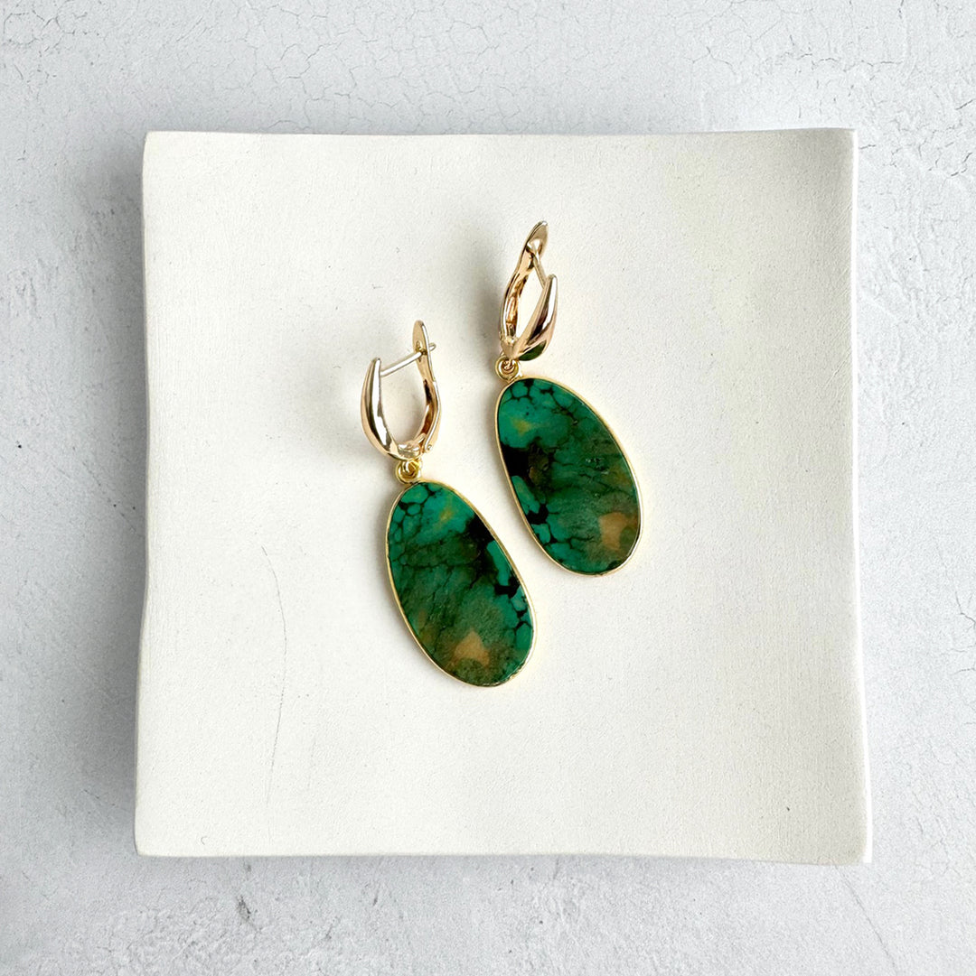 Elegant Gemstone Drop Earrings in 18k Gold Plating