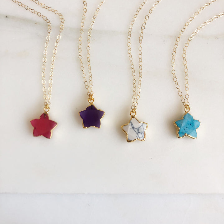 Gemstone Star Necklace in Gold