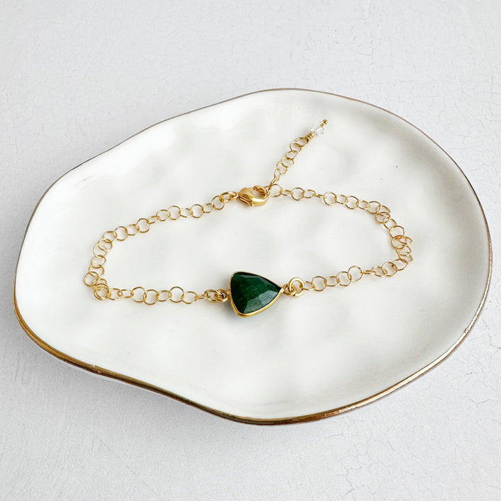 Emerald Adjustable Chain Bracelet in 14k Gold Filled