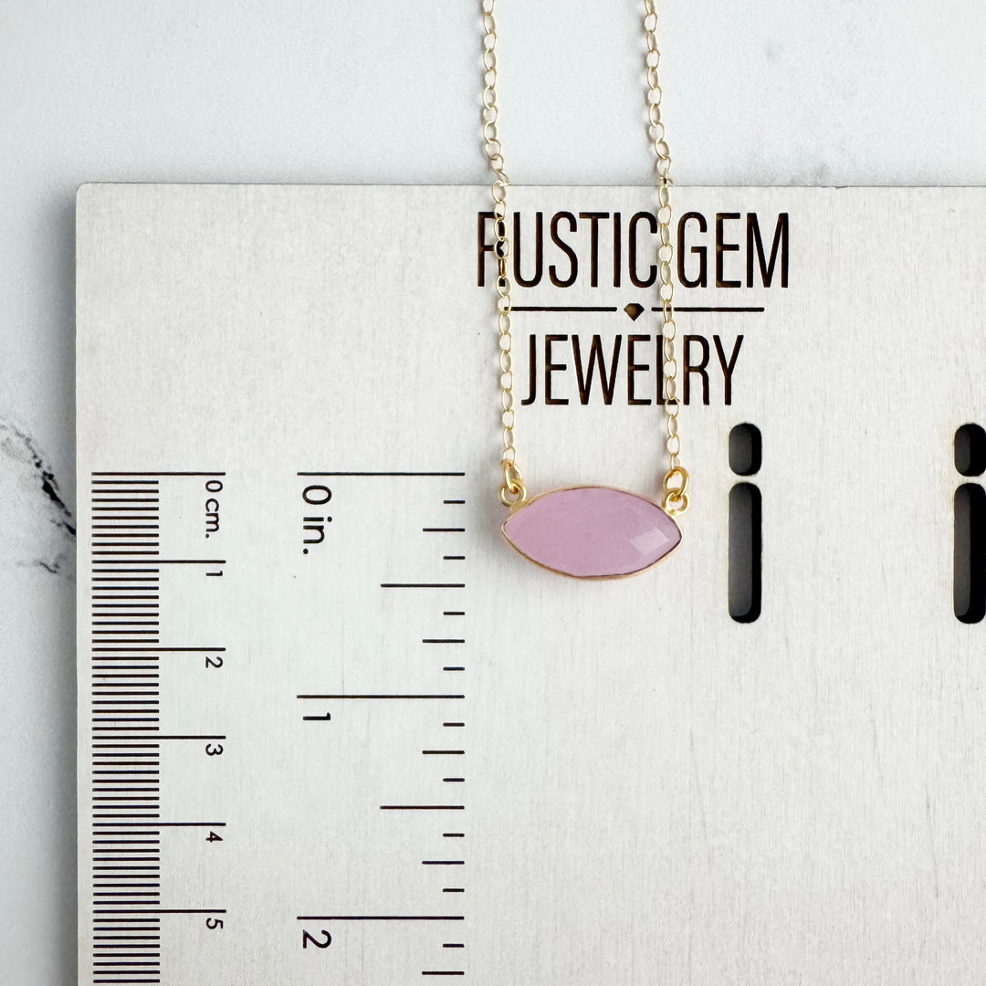 Rose Quartz Marquise Pendant Necklace in Gold