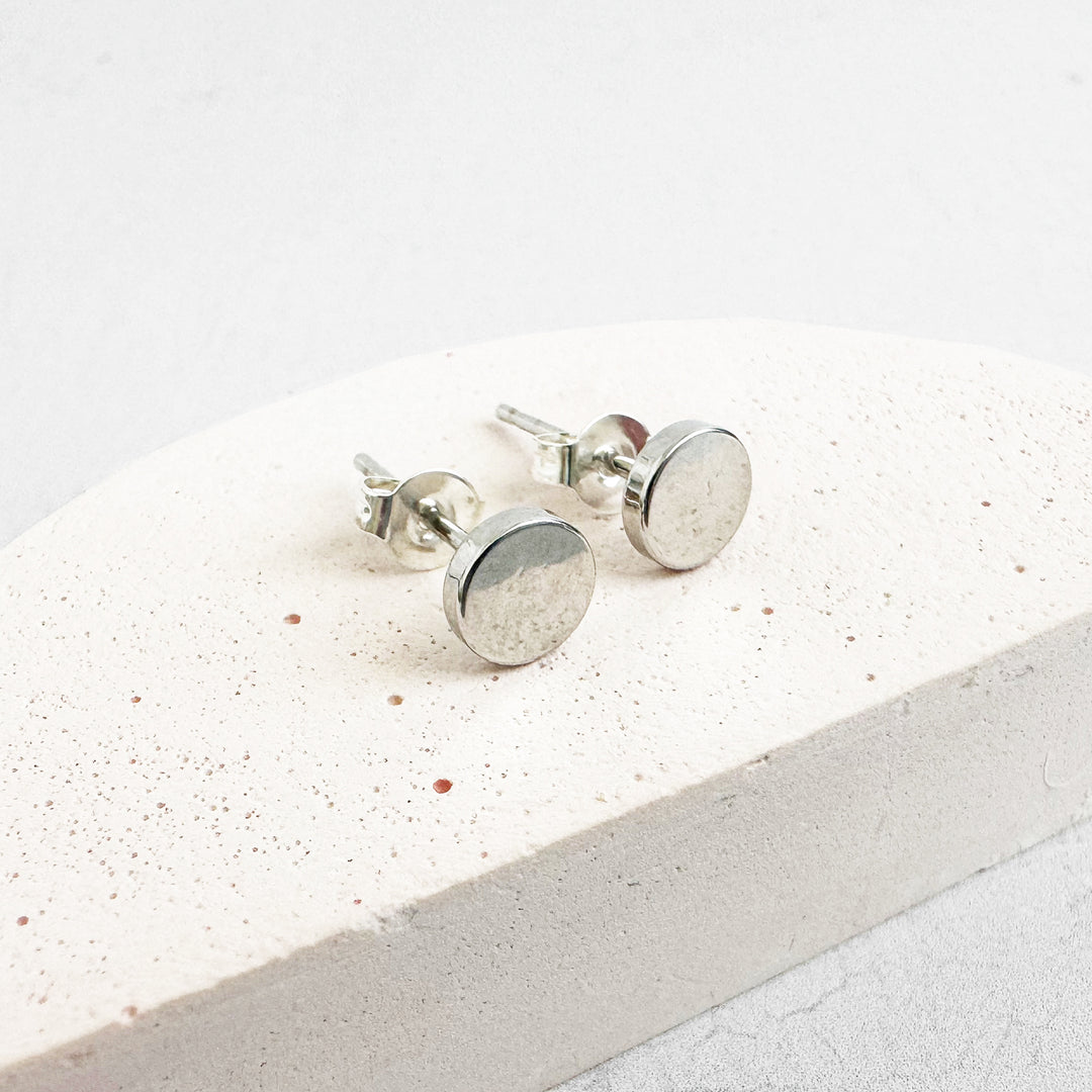 Circle Stud Earrings in Silver