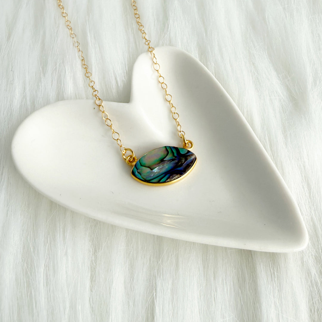 Abalone Marquise Bezel Pendant Necklace