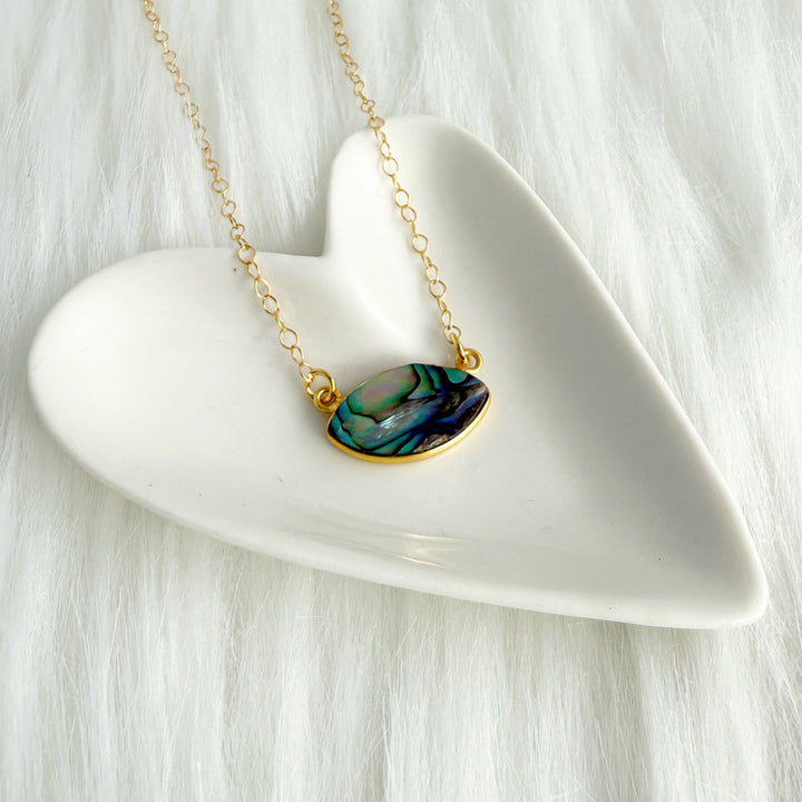 Abalone Marquise Bezel Pendant Necklace