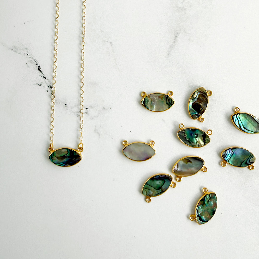 Abalone Marquise Bezel Pendant Necklace