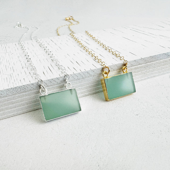 Aqua Chalcedony Bar Necklace in 14k Gold Filled and Sterling Silver