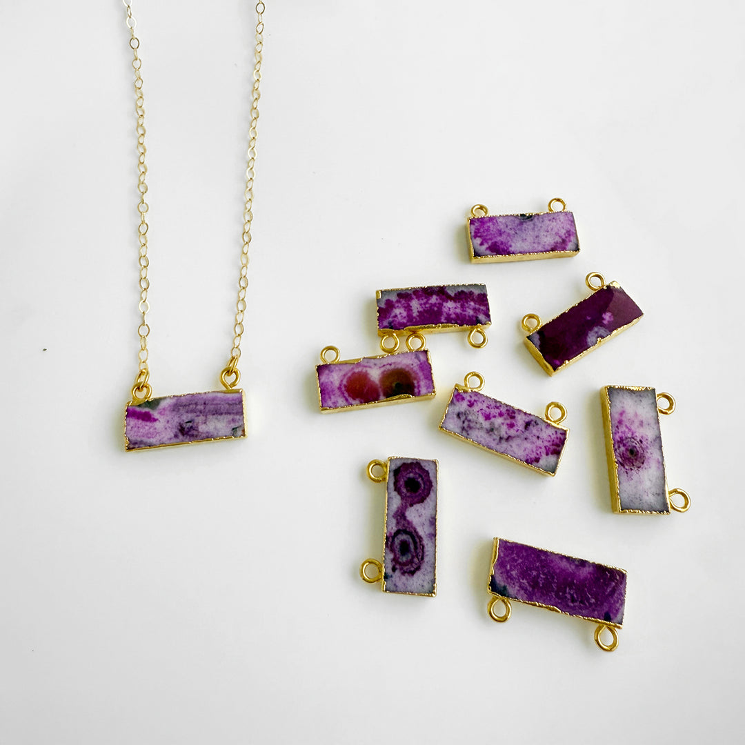 Pink Solar Quartz Bar Necklace