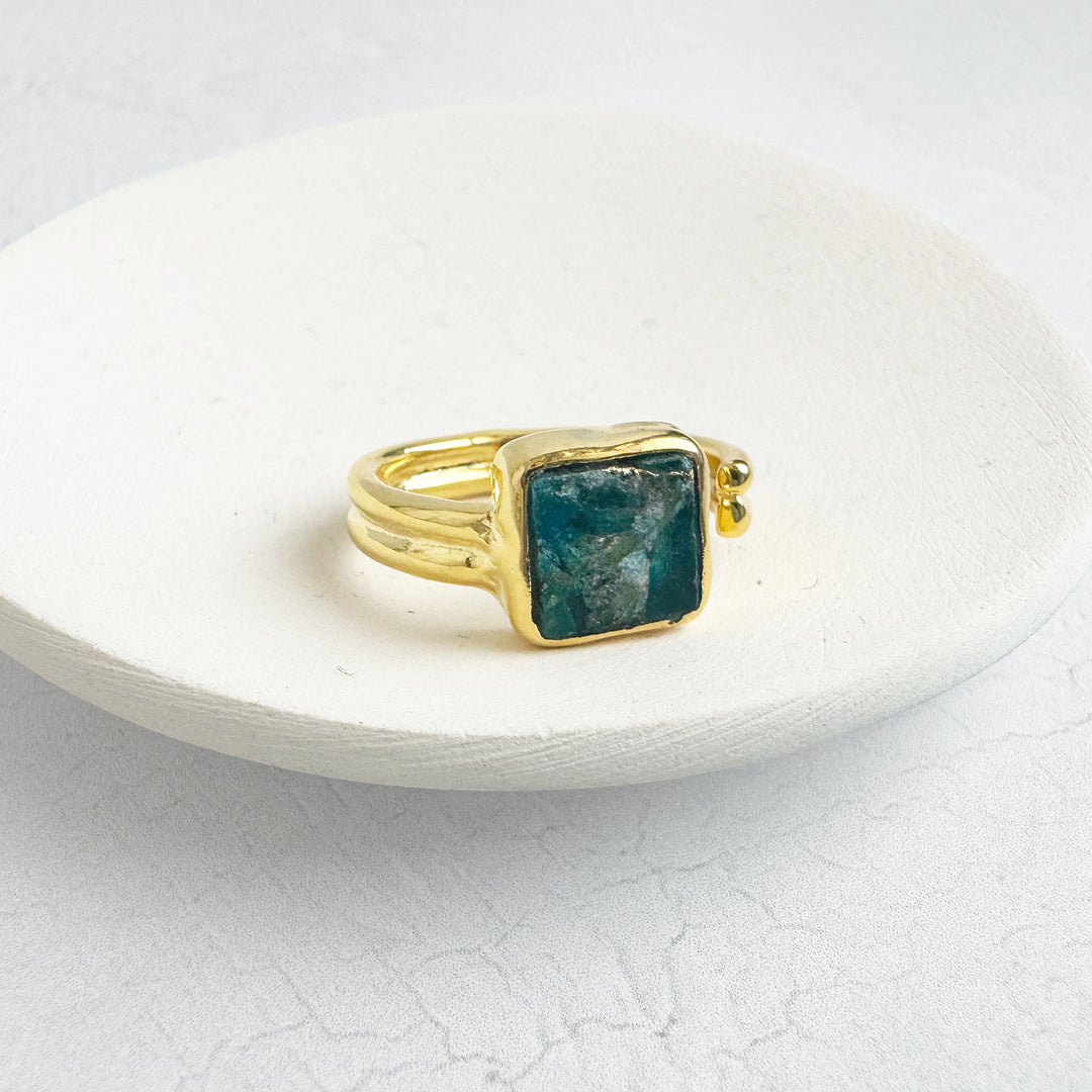 Apatite Mojave Square Wrap Ring in Gold and Silver