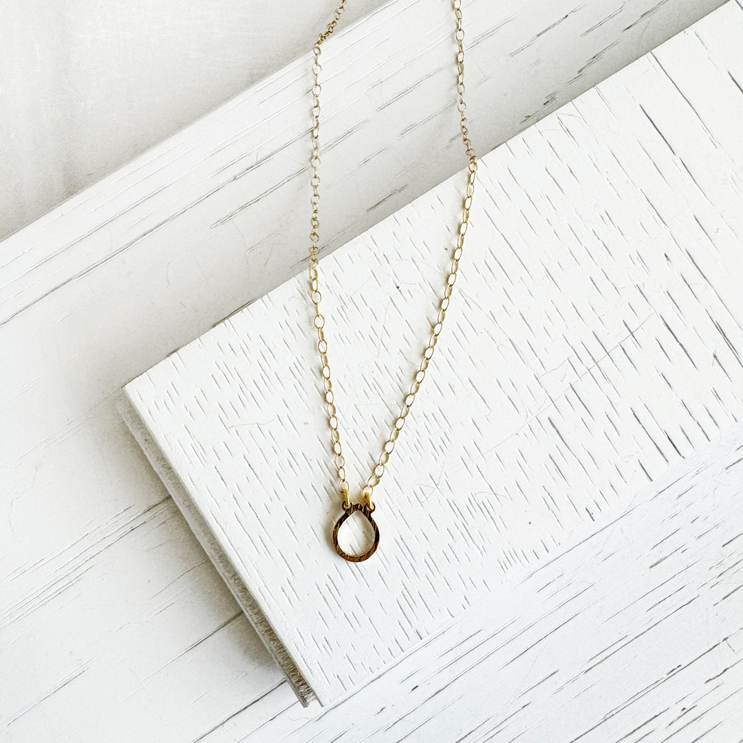 Tiny Teardrop Charm Necklace in 14k Gold Filled Chain