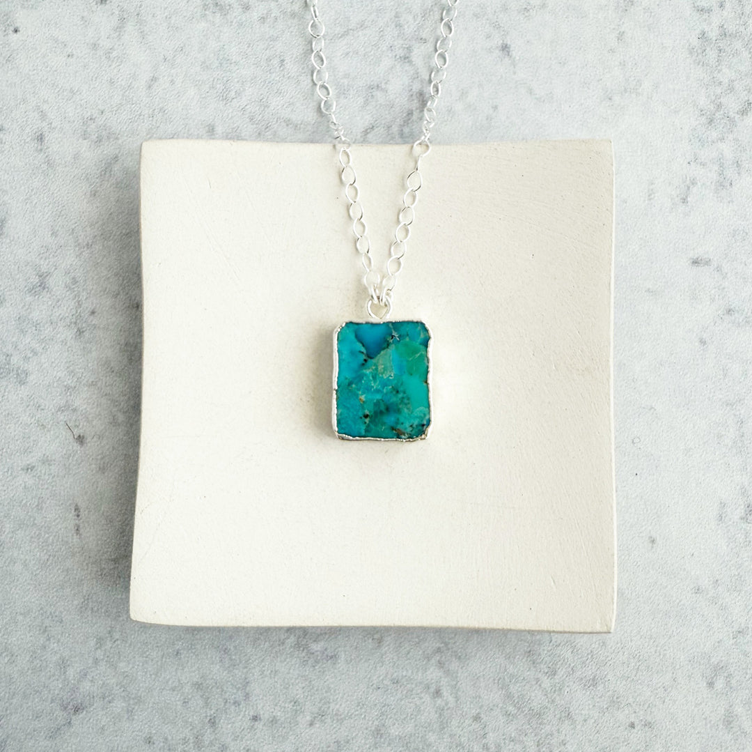 Turquoise Freeform Rectangle Slice Necklace
