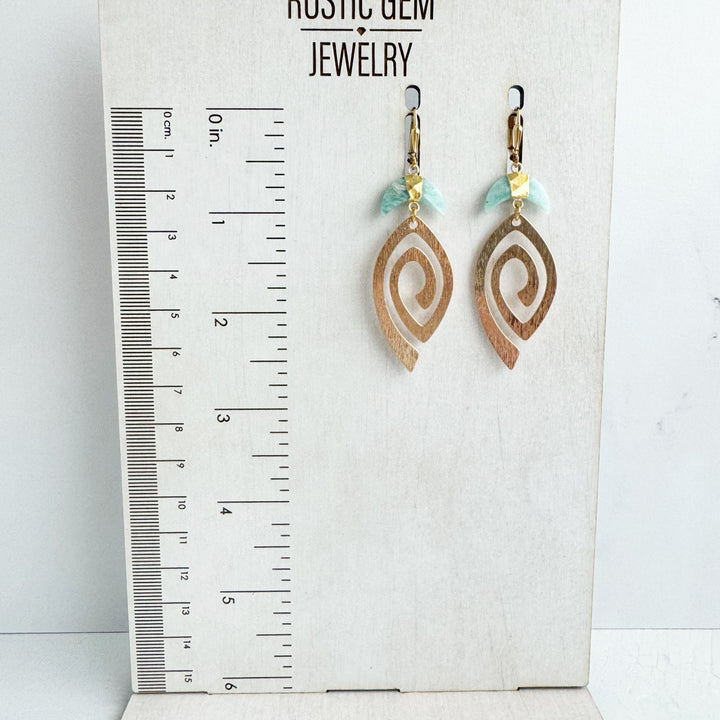 Unique Open Marquise Swirl Earrings with Crescent Stones