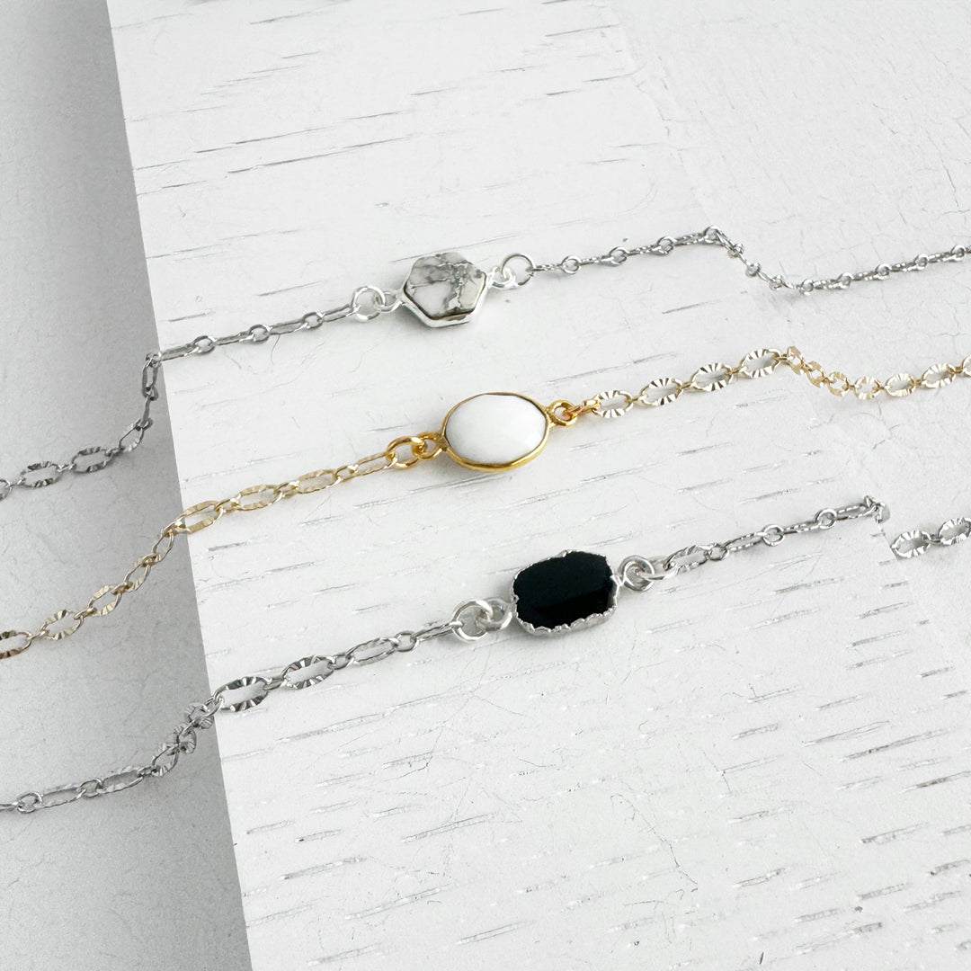 Gemstone Adjustable Chain Bracelet in Gold and Silver