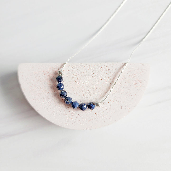 Delicate Beaded Gemstone Choker in Sterling Silver. Dainty Silver Necklace. Layering Necklace. Simple Beaded Necklace