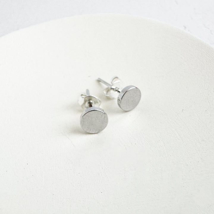 Circle Stud Earrings in Silver