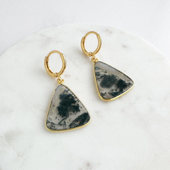 Statement Gemstone Slice Drop Earrings in Gold