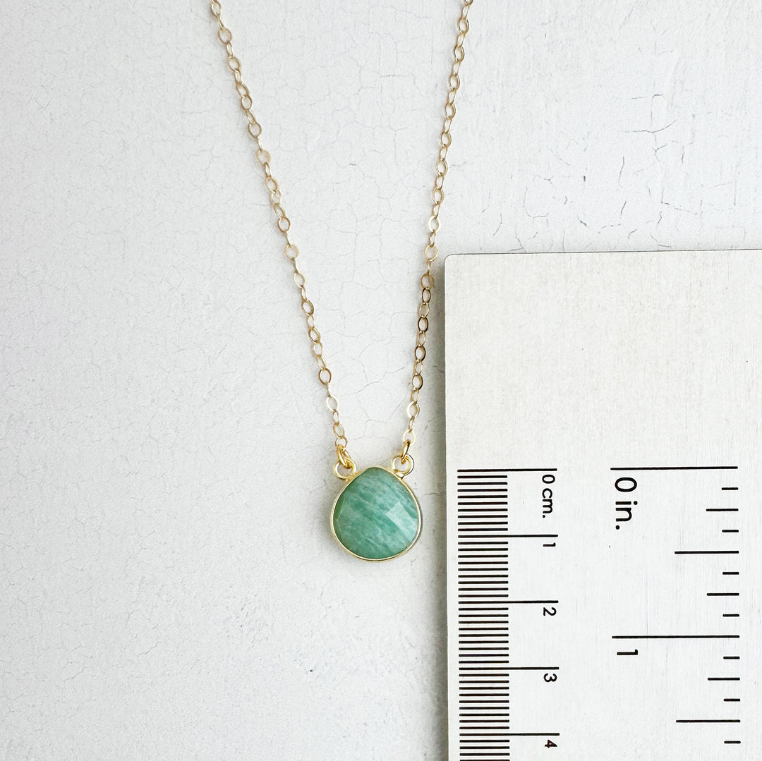 Amazonite Water Drop Necklace in Gold. Simple Amazonite Stone Necklace. Simple Jewelry Gift.