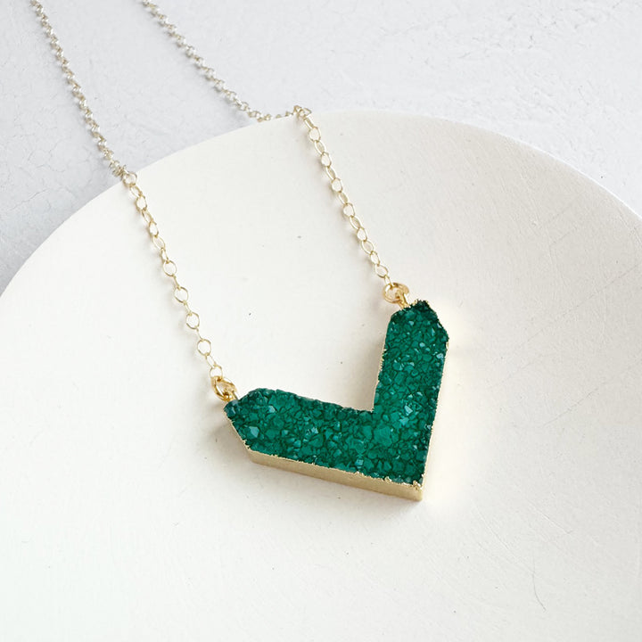 Druzy Chevron Necklace in 14k Gold Filled