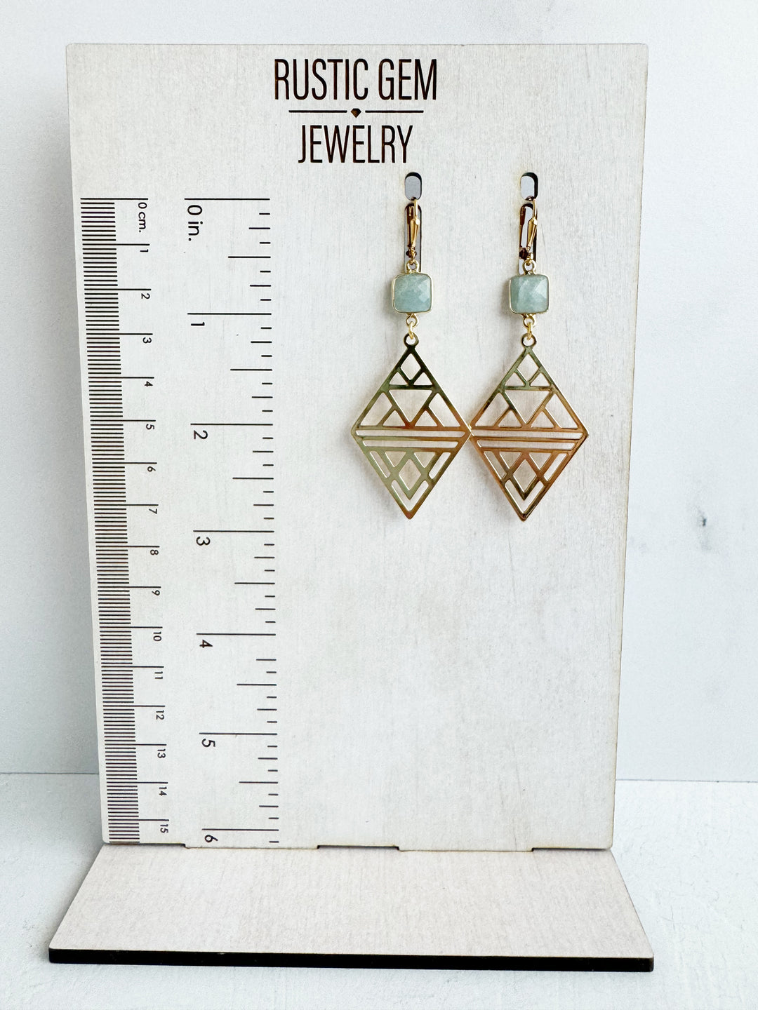 Gold Patterned Diamond Statement Earrings with Aquamarine Stones