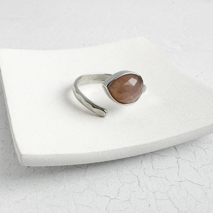 Sunstone Teardrop Wrap Ring in Gold and Silver