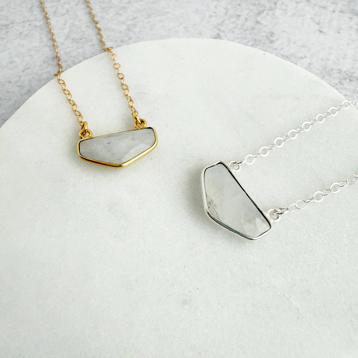 Moonstone Chevron Bezel Necklace