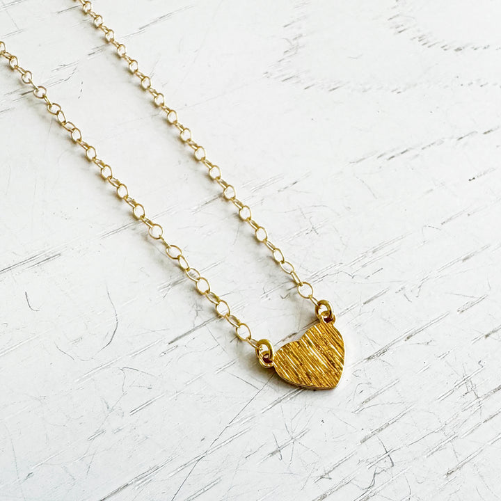 Tiny Heart Charm Necklace in 14k Gold Filled Chain