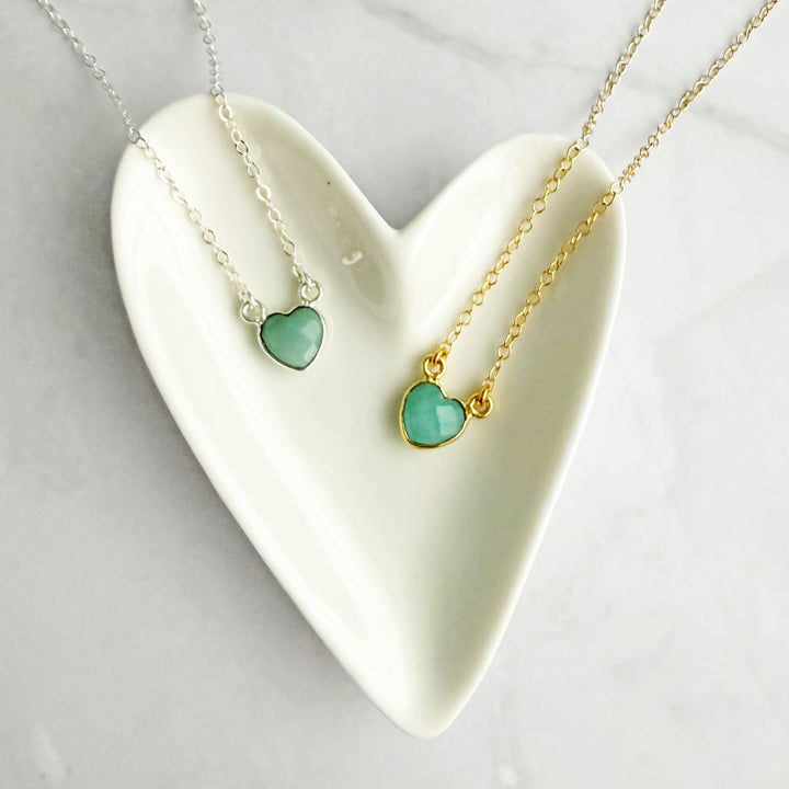 Tiny Amazonite Gemstone Heart Necklace