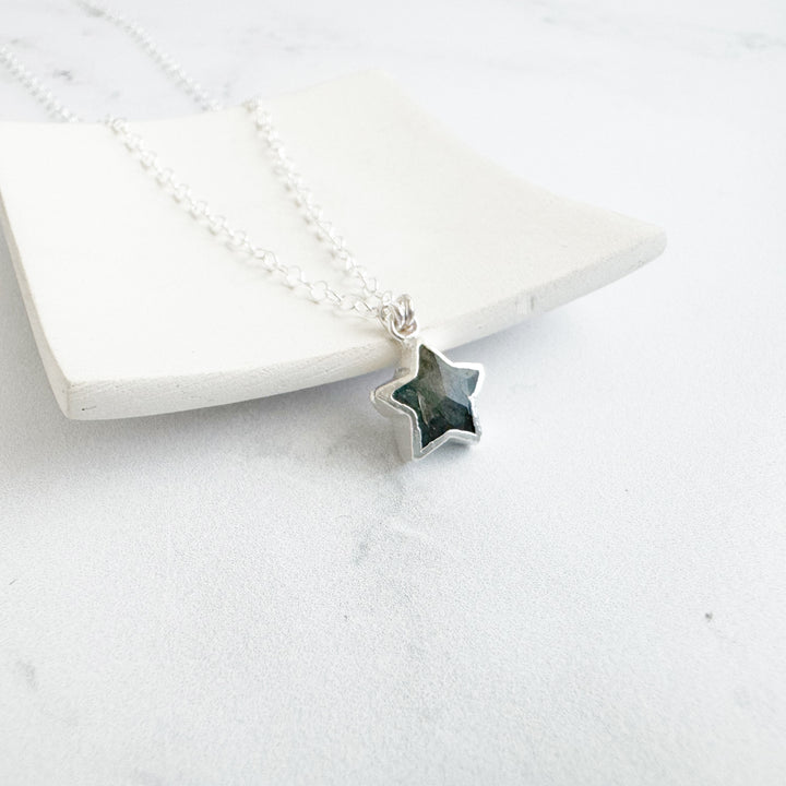 Dainty Labradorite Star Necklace in Sterling Silver