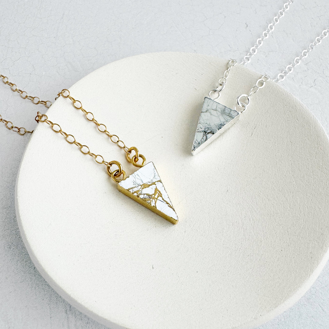 White Mojave Triangle Necklace in Gold and Silver