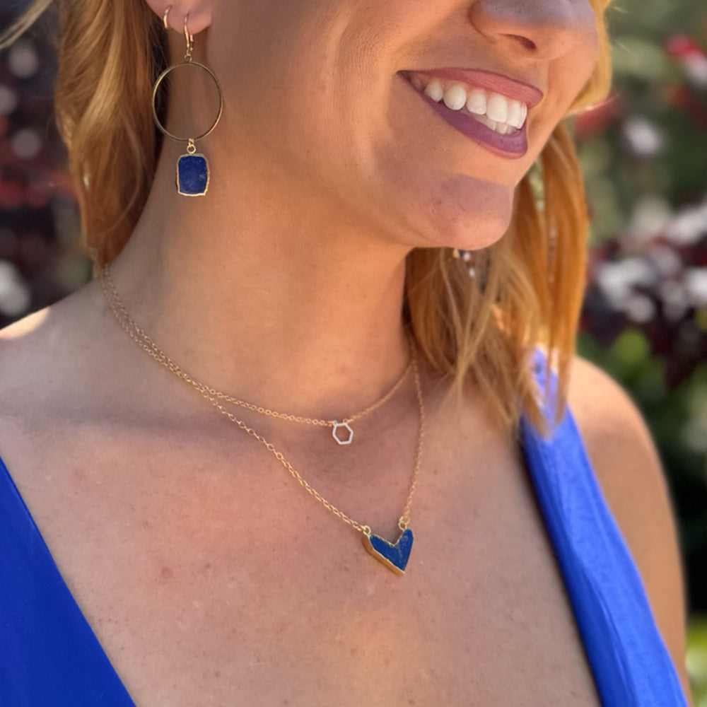 Lapis Chevron Pendant Necklace