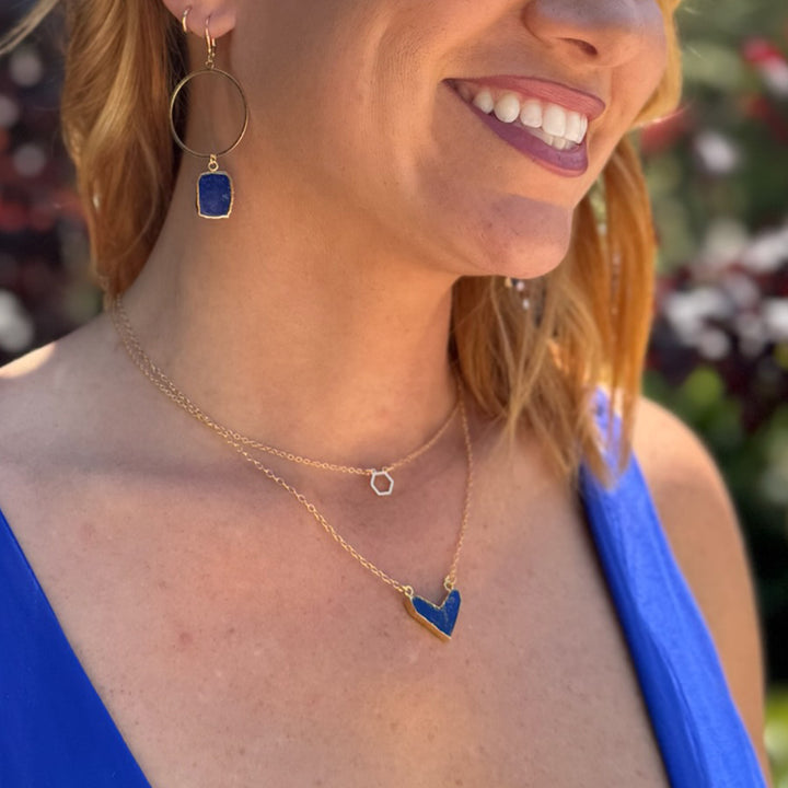 Lapis Chevron Pendant Necklace