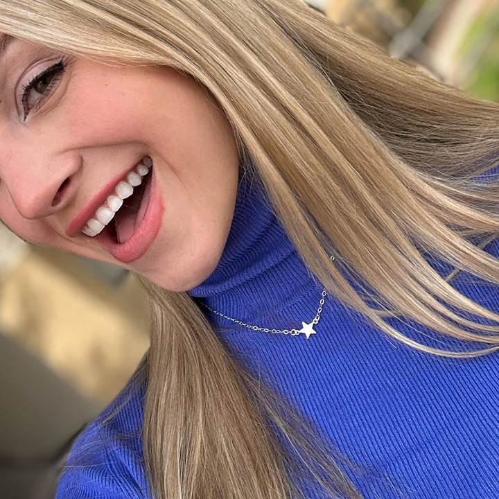 Dainty Star Necklace in Brushed 14k Gold Filled and Sterling Silver