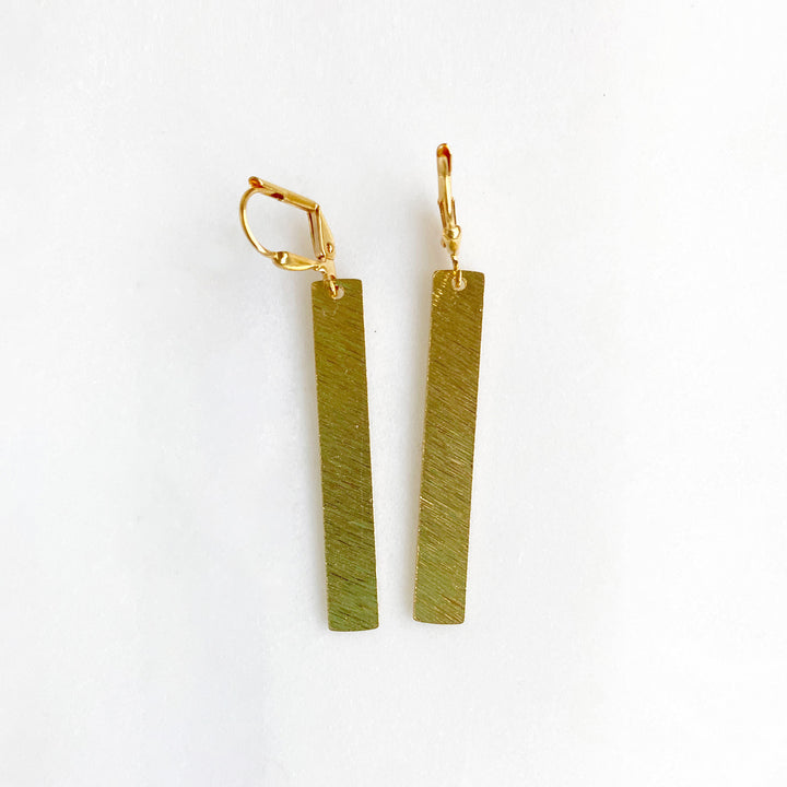 Geometric Brushed Brass Statement Earrings in Gold