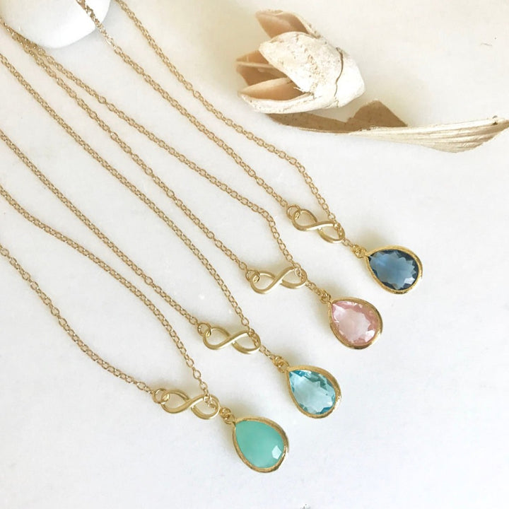 Wedding Infinity Lariat Necklace. Bridesmaids Jewelry