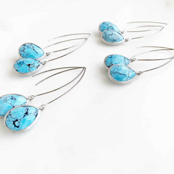 Turquoise Stone Drop Earrings. Turquoise and Silver Earrings